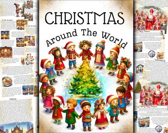 Christmas around the world unit study, Christmas unit study, Santas around the world, Christmas ornaments printables, Christmas printables