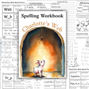 Charlotte&#39;s web Vocabulary practice, Literature worksheets, Book report, Charlotte&#39;s web spelling practice workbook