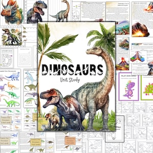 Estudio de la unidad sobre dinosaurios, Ciclo de vida de los dinosaurios, Estudio de la unidad sobre fósiles, Anatomía de los dinosaurios, Tarjetas de 3 partes sobre dinosaurios, Actividades imprimibles sobre dinosaurios