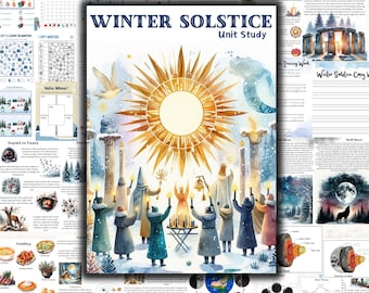 Winter Solstice Unit study, Winter Full moon, Winter solstice printables, Winter solstice worksheets, Homeschooling nature unit