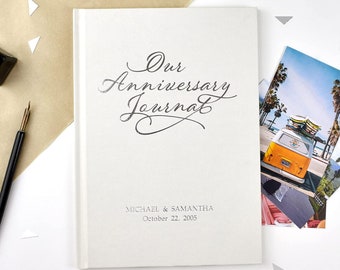 books and journals Personalised Anniversary Journal Gift Book- Designed for couples - Autobiography of Your Relationship- Name Embossed + Message