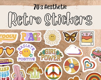 Retro Stickers, 70's Style Stickers, High-Quality Waterproof Vinyl Stickers, Laptop/Phone Decals, Teacher Stickers, Journaling Stickers, Fun