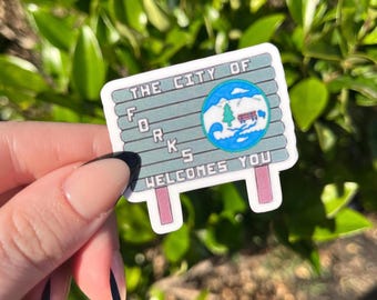 Twilight Sticker, City of Forks Sign Sticker, Twilight Gift, Kindle Sticker, Reader Sticker, Forks Sticker, Twilight Quote, Book Gift