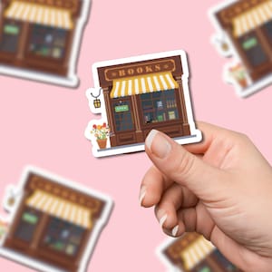 Bookstore Sticker, Bookshop Sticker, Bookstore with Cat Sticker, Kindle Stickers, Gifts for Her, Reader Gifts, Cute Stickers, Bookish Gift