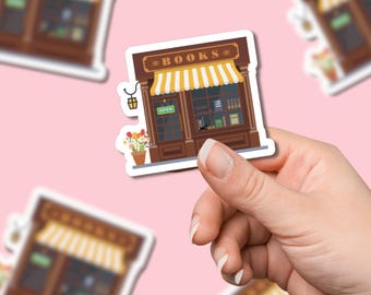 Bookstore Sticker, Bookshop Sticker, Bookstore with Cat Sticker, Kindle Stickers, Gifts for Her, Reader Gifts, Cute Stickers, Bookish Gift