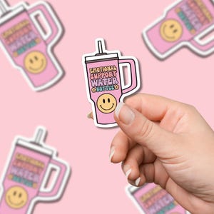 Emotionale Unterstützung Wasserflasche Aufkleber, Retro 70 Style Aufkleber, lustiger Aufkleber, Gen Z Aufkleber, wasserdichter Aufkleber, Stanley Cup Aufkleber, Lächeln