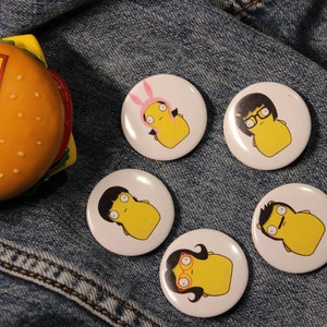 Bob&#39;s Burgers Button Pins, Kuchi Kopi, Bob&#39;s Burgers Gift, Bob&#39;s Burgers Merch, Bob&#39;s Burgers Art, Backpack Pins, Bob&#39;s Burgers Pins