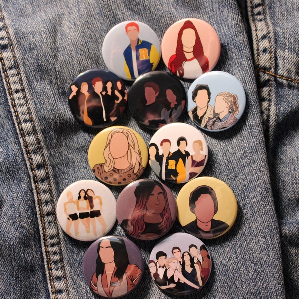 Riverdale Button Pins, Riverdale Cast TV Show Character Pins, Riverdale Fan Merch, Backpack Pins, Minimalist Art, Riverdale Party Favors