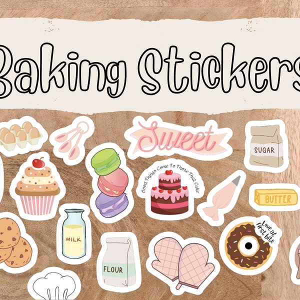 Baking Stickers, High-Quality Waterproof Vinyl Stickers, Hobby Stickers, Journaling Stickers/Scrapbooking, Baker's Gifts, Food Stickers