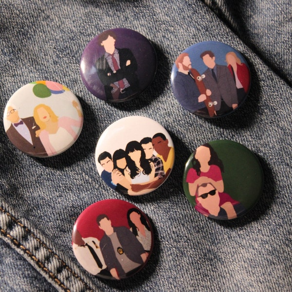 Sitcom TV Show Button Pins, The Good Place Pin, New Girl Pin, Brooklyn 99 Pin, Parks and Rec Pin, Modern Family Pin, Backpack Pins
