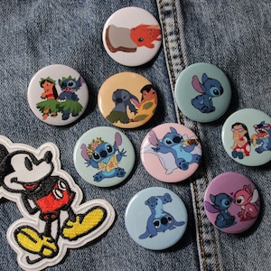 Disney&#39;s Lilo & Stitch Button Pins, Disney Buttons, Disney Gift, Disney Merch, Backpack Pins, Disney Birthday Party, Lilo and Stitch Party