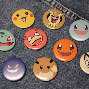 Cute Pokemon Button Pins,  Pokemon Themed Birthday Party, Pokemon Party Favors, Pokemon Gifts, Backpack Pins, Pikachu Pin, Squirtle Pin
