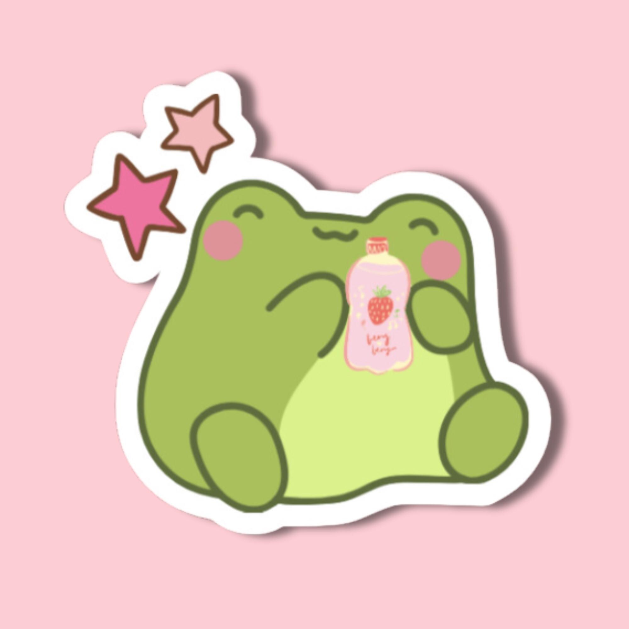 Cute Frog Sticker, Kawaii Sticker, Waterproof Sticker, Girly Sticker ...