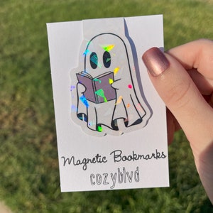 Marcadores magnéticos, marcadores de Halloween, marcadores de fantasmas, lectura, café, marcadores holográficos, marcadores brillantes, marcadores de otoño, regalos