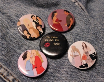 Gossip Girl Button Pins, Gossip Girl Gifts, Gossip Girl Merch, Backpack Pins, Blaire and Chad Pin, Gossip Girl Birthday Party, Party Favors