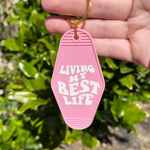 Custom Initial Retro Motel Keychain, Smiley Face Keychain, Pink Keychain,  Trendy Hotel Keychain, Cute Keychain, Personalized Keychain