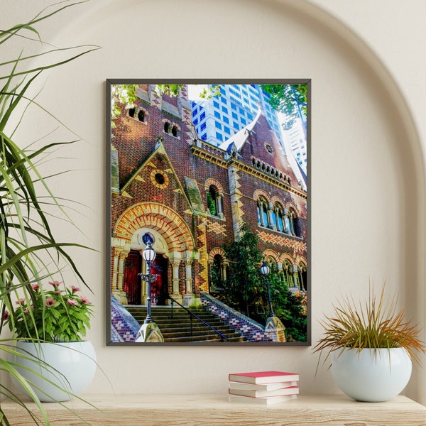 Printable Landscape Photography Church, Architecture Greenery Church, Photography Home Wall Decor, Easy digital Print download!