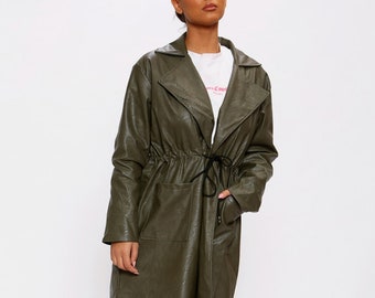 PVC Vinyl Women's Trench Coat Sizes "XS to 2XL" 