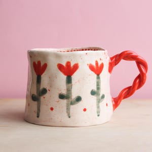 Handmade Flowers Ceramic Mug, Flora Mug