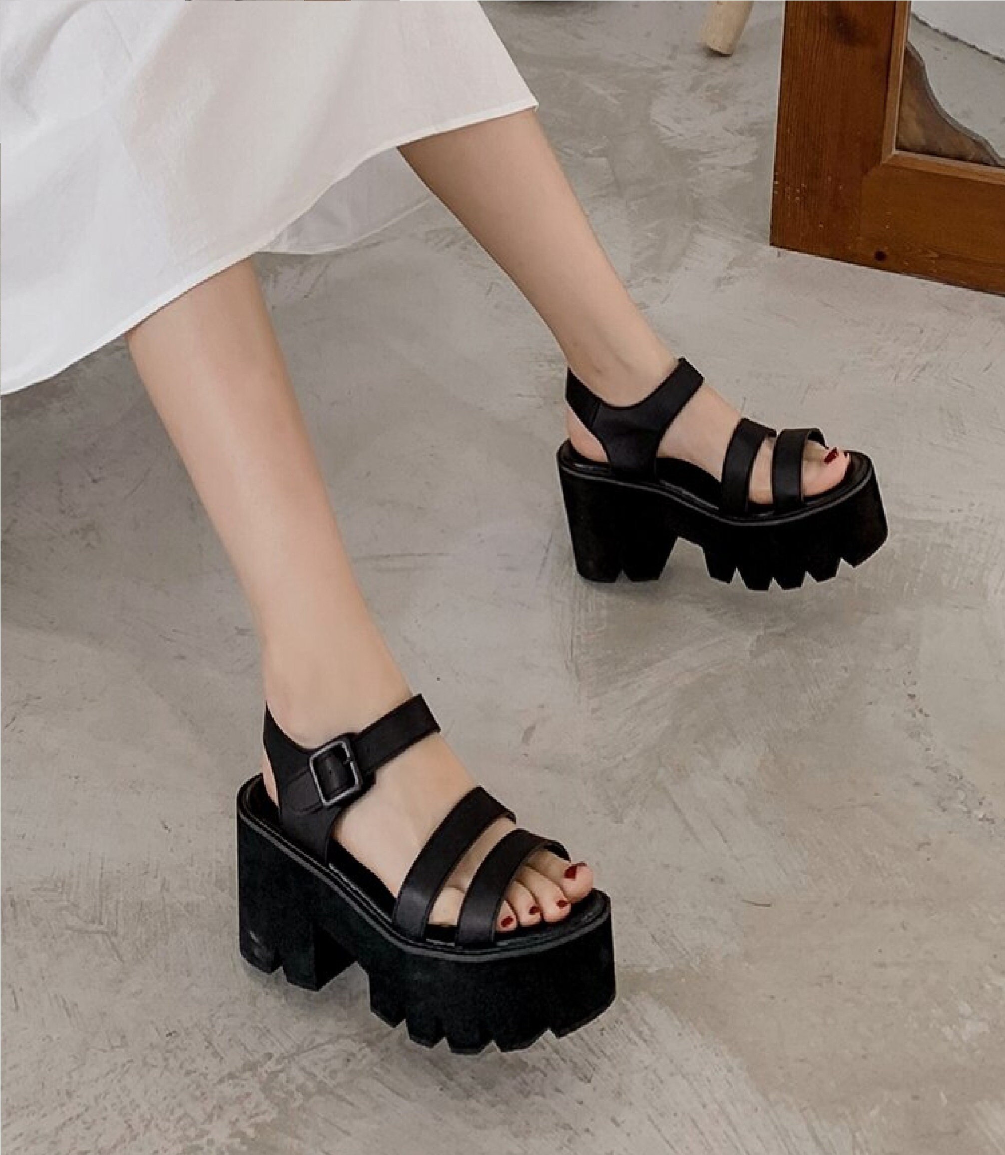 Summer Female Shoes Block Heel Fashion Buckle Causal Sandals - Etsy