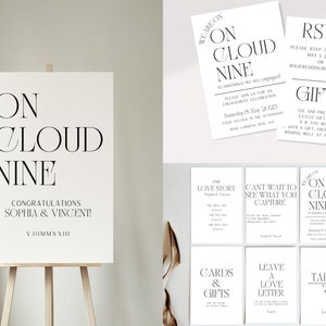On Cloud Nine Engagement Party Bridal Party Invites | On Cloud Nine Welcome Sign | Engagement Party printable Bach | Minimal Engage Party|