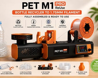 Plastic Bottle to 3D Filament Machine   Pre-Assembled & Ready to Use | PETmachine Recycler
