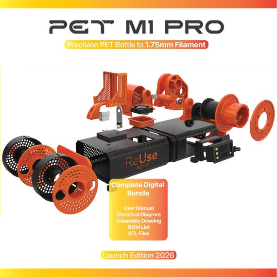 PET M1 – Precision Pet Bottle to 1.75mm Filament System STL | DIY Recycling Extruder | ±0.05mm Capable After Calibration