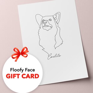 Cartão de presente de rosto Floofy | Voucher para desenho personalizado de animal de estimação | Presente do dono do cachorro | Retrato personalizado de animal de estimação