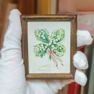 mini (Lily of the Valley-serie NO. 2): miniatuur, klein, mini-wereldkaart, handgemaakte vintage fotolijst, minifotolijst