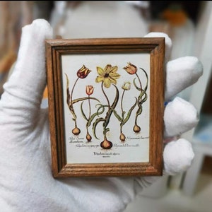Mini 【Tulpenserie NO.2】 Miniatur, kleine, Mini-Weltkarte, handgefertigter Vintage-Fotorahmen, Mini-Fotorahmen