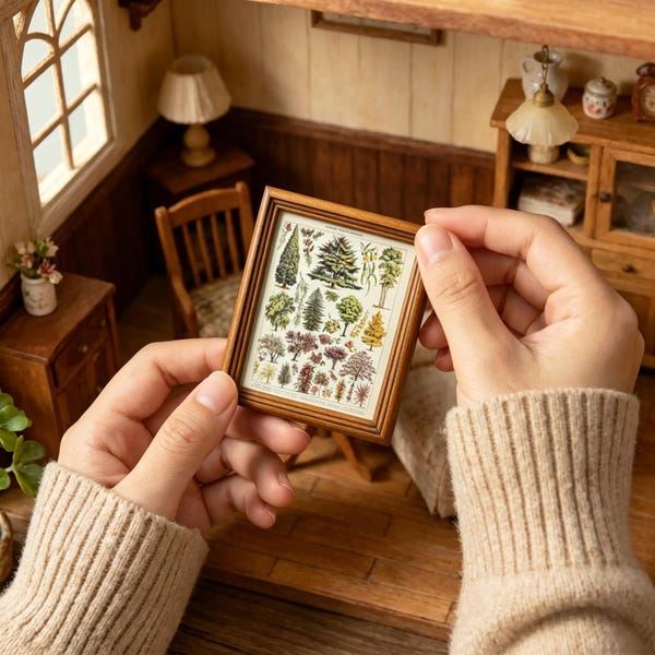 Handmade Retro Miniature Forest Frame Art: Dollhouse Decorations, Mini Paintings, Small Framed Artworks