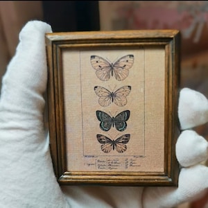 Mini Série papillon n°1】 Miniature, petite, mini carte du monde, cadre photo vintage fait main, mini cadre photo