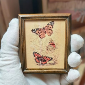 Mini 【Butterfly-Serie NO.3】 Miniatur, klein, Mini-Weltkarte, handgefertigter Vintage-Fotorahmen, Mini-Fotorahmen