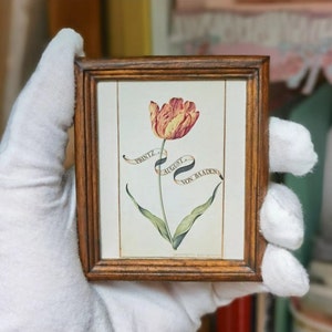mini (Tulip-serie nr. 1) Miniatuur, klein, mini-wereldkaart, handgemaakte vintage fotolijst, minifotolijst