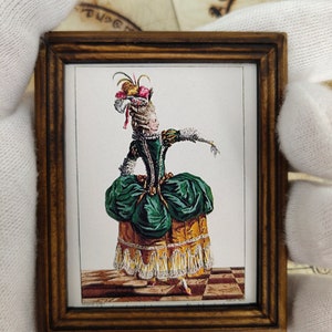 Mini Rococo lady no.1】 Miniature, petite, mini carte du monde, cadre photo vintage fait main, mini cadre photo