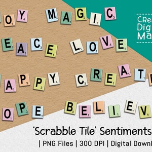 Scrabble Tile Sentiments - Conjunto de palavras de clip-art positivo