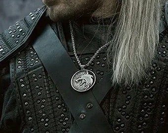 Geralt of Rivia cosplay The Witcher necklace collar medallion chain wolf werewolf