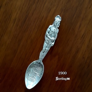 Zeer zeldzaam, STERLING, State Capitol, Albany N.Y., New York, Collectible Spoon, Indian Chief Spoon, Souvenir Spoon, Native, Gift,