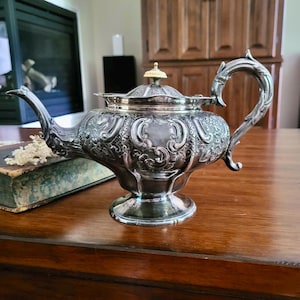 Beautiful teapot, Victorian teapot, Silver teapot, Antique teapot, Antique, Ornate teapot, Unique teapot, Kitchen decor, Tea