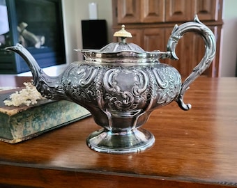 Beautiful teapot, Victorian teapot, Silver teapot, Antique teapot, Antique, Ornate teapot, Unique teapot, Kitchen decor, Tea