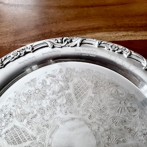 Silver Challah plate, Yom Tov, Shabbat, Rare, Lichvod shabat ve yom tov, Jewish celebration, Shabbat, Bread blessing, Rabbi gift,