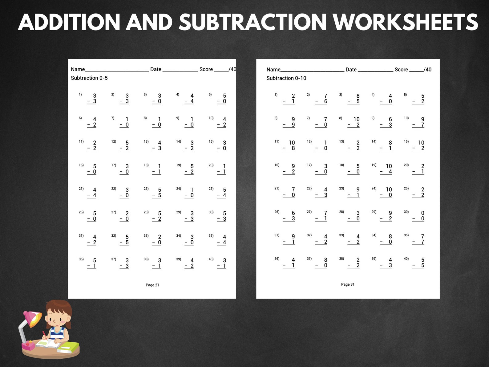 Math Practice Worksheets for Grade 1, Addition and Subtraction ...