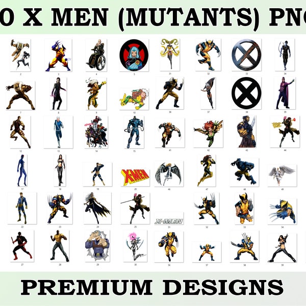 60 X Men Mutants PNG| Superheroes Clipart PNG| Wolverine PNG | X Men Png Bundle| Digital Prints| Instant Download