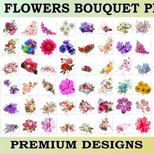 60 Flowers bouquet PNG| Flowers Clipart PNG| Watercolor Flowers PNG| Flowers Bundle| Digital Prints| Instant Download