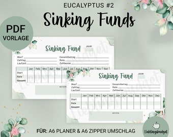 Sinking Fund Tracker for Budget Binder PDF Download | Eucalyptus Flowers #2 | Envelope Method | Budget Planner | Budgeting | Financial Template | A6