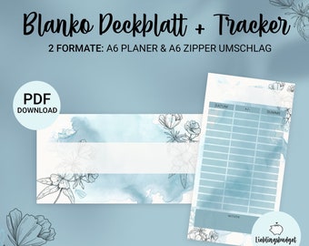Blank Dashboards Cover Pages + Trackers for Budget Binder PDF Download | Blue Flower Flowers | Budget sheet | Budget Planner | Budgeting | A6