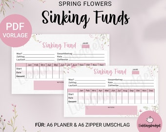 Sinking Fund Tracker for Budget Binder PDF Download | SPRING FLOWERS | Envelope Method | Budget Planner | Budgeting | Financial Template | A6