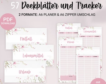 57 Dashboards Cover Pages + Tracker for Budget Binder PDF Download | SPRING FLOWERS | Envelope Method | Budget | Budget Planner | Budgeting A6