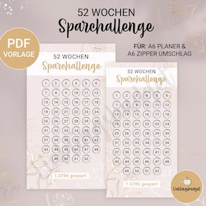 52 week savings challenge | Design: Golden Flower | Envelope Method | Budget sheet | Money Street | Budget Planner | Budgeting | A6 BINDER ZIPPER