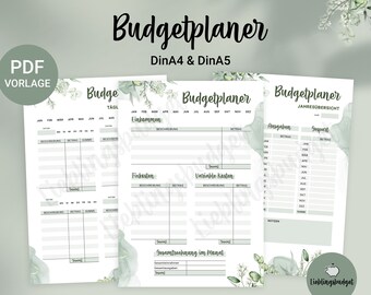 Budget Planner DinA4 DinA5 Save PDF Download | EUCALYPTUS flowers | Budget | Budget Planner | Financial Planning | Year Planner | Budget Book |